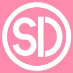 Stealthedupe Favicon, SD in the center for a circle with pink background